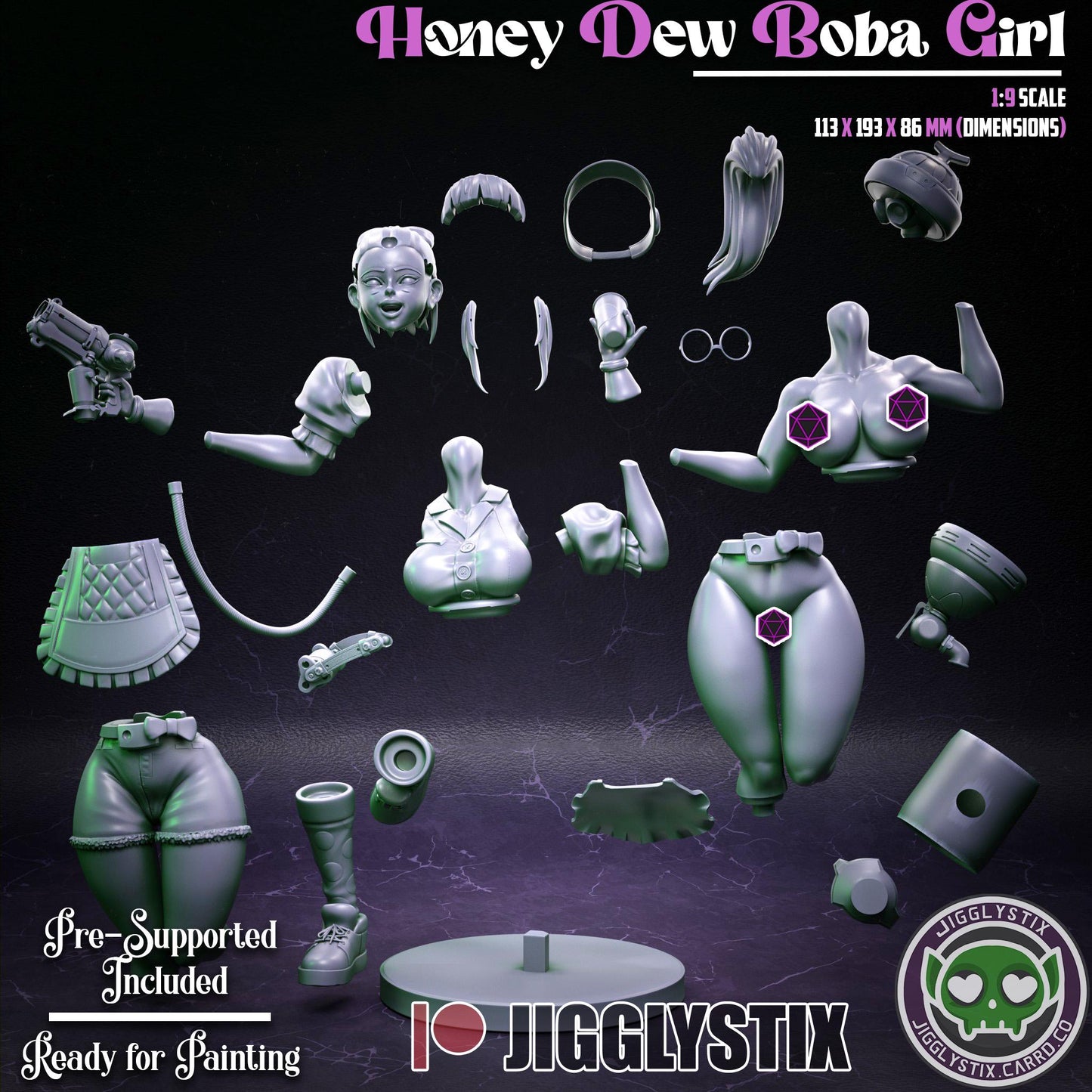 Honey Dew Boba Girl Miniature - by Jigglystix