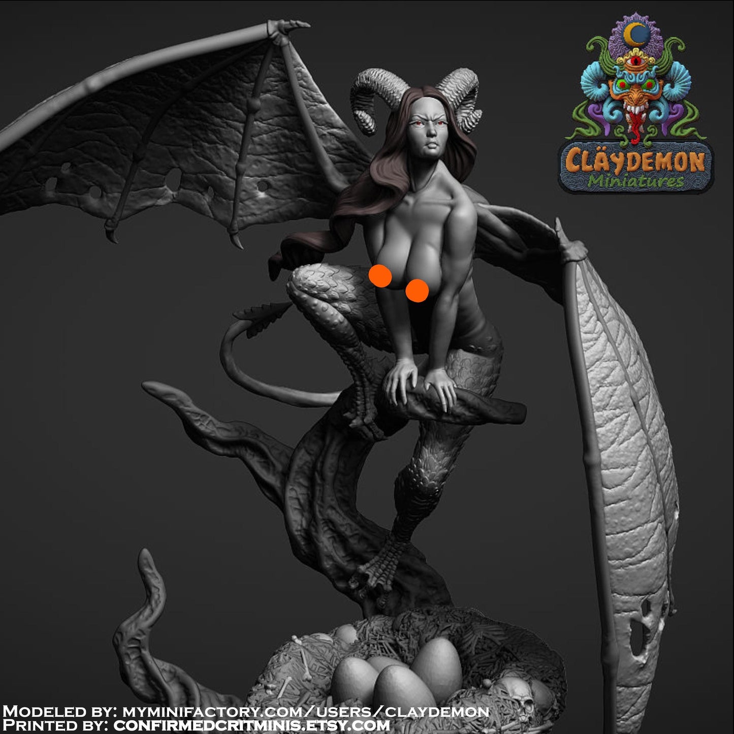 Harpy Perching Miniature - by Claydemon Miniatures