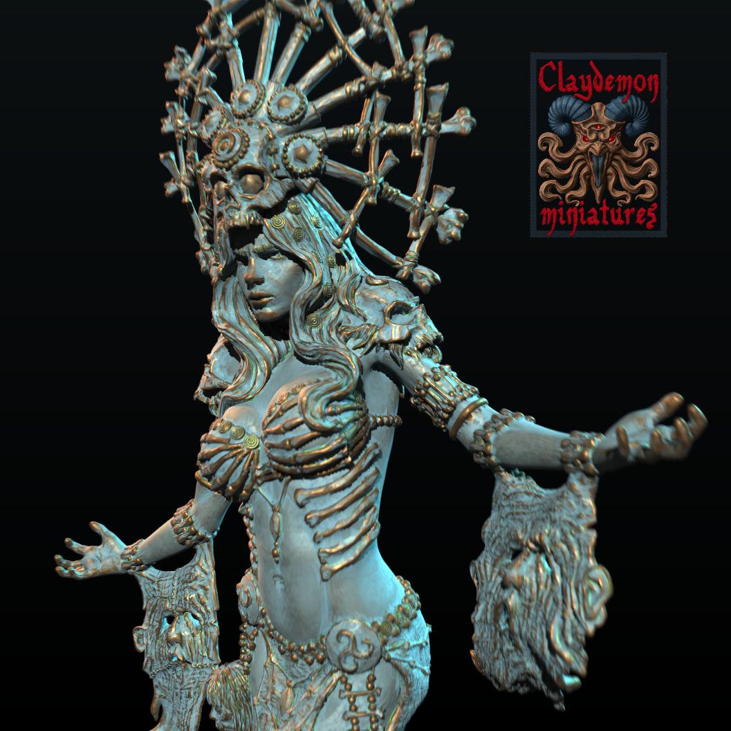 Necromancer Queen Diorama Miniature - by Claydemon Miniatures