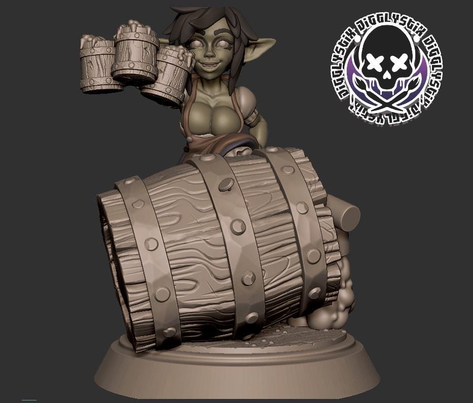 Goblin Bar Maid Miniature - by Jigglystix