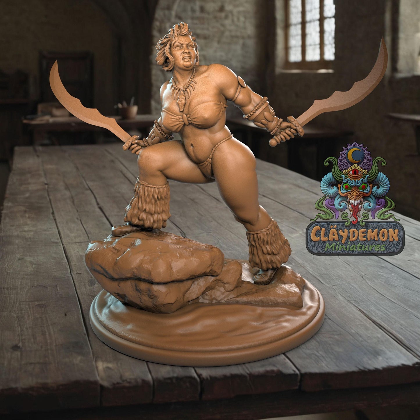 Banca the Warrior Woman Miniature - by Claydemon Miniatures