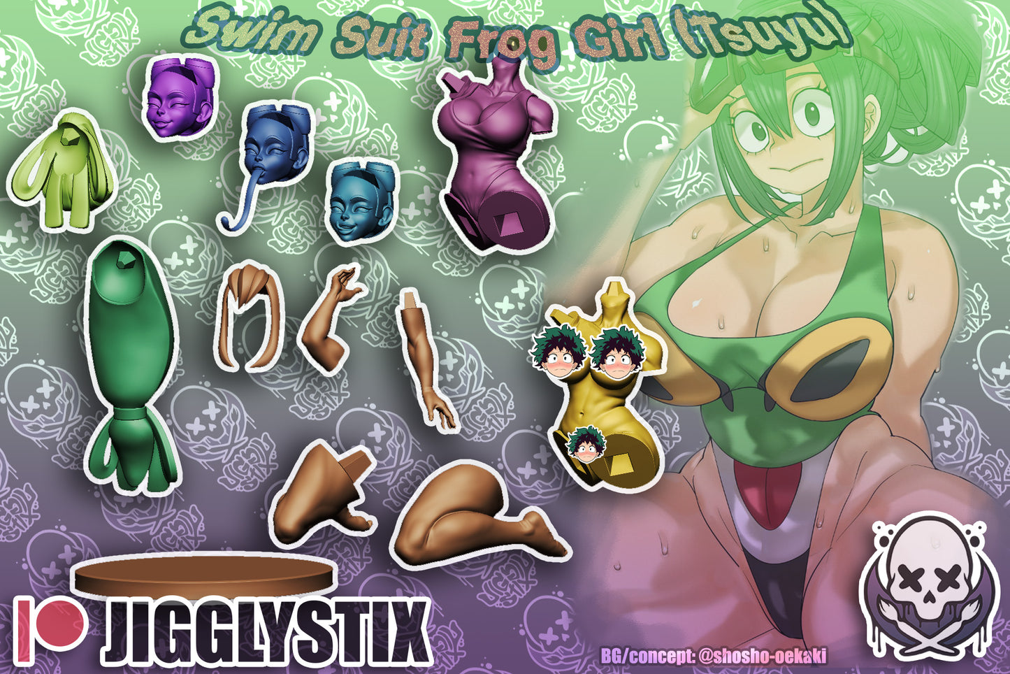 Day at the Pool Frog Girl Miniature - by Jigglystix
