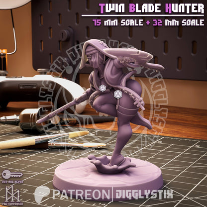 Twin Blade Hunter Miniature - by Jigglystix