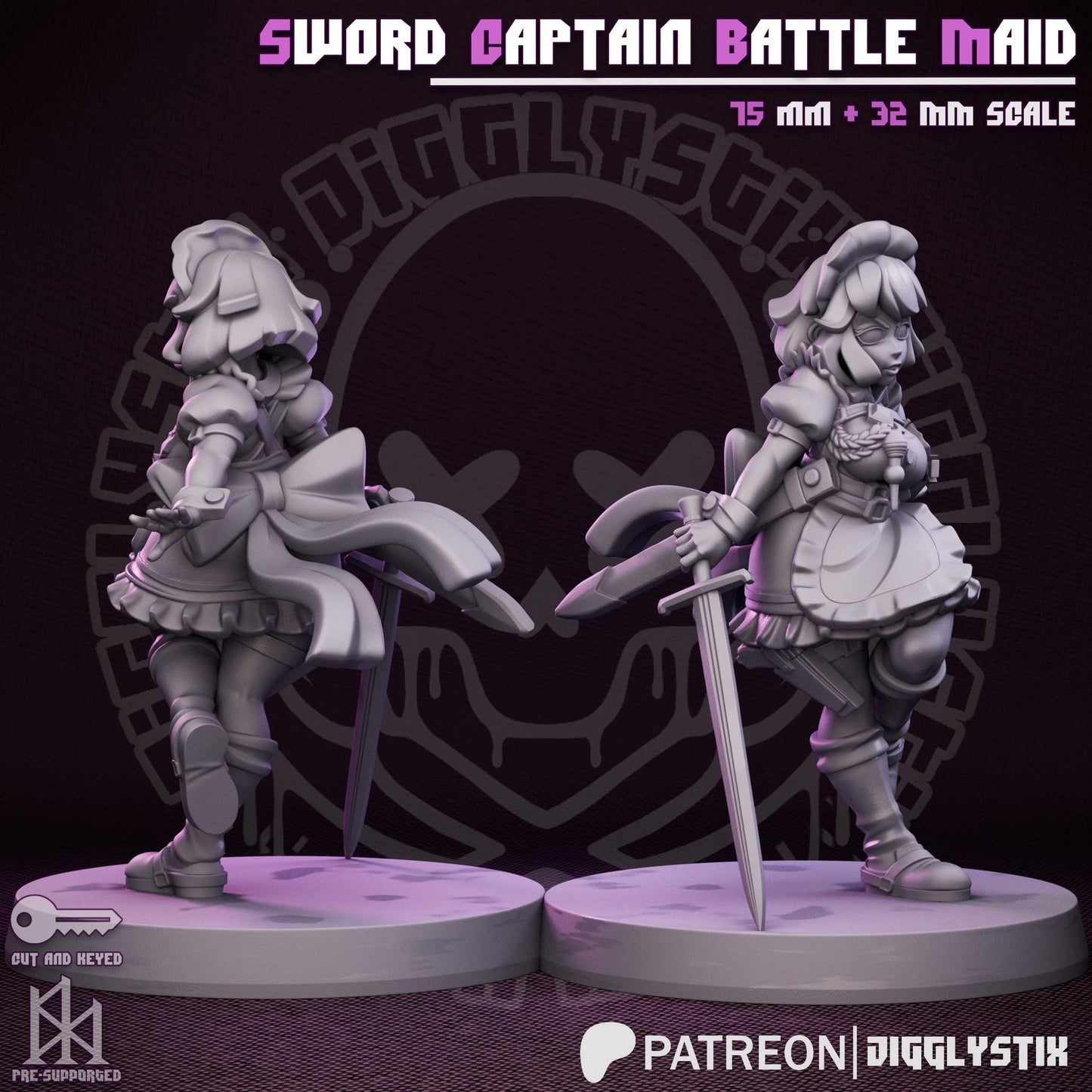 Sword Captain Battle Maid Miniature - by Jigglystix