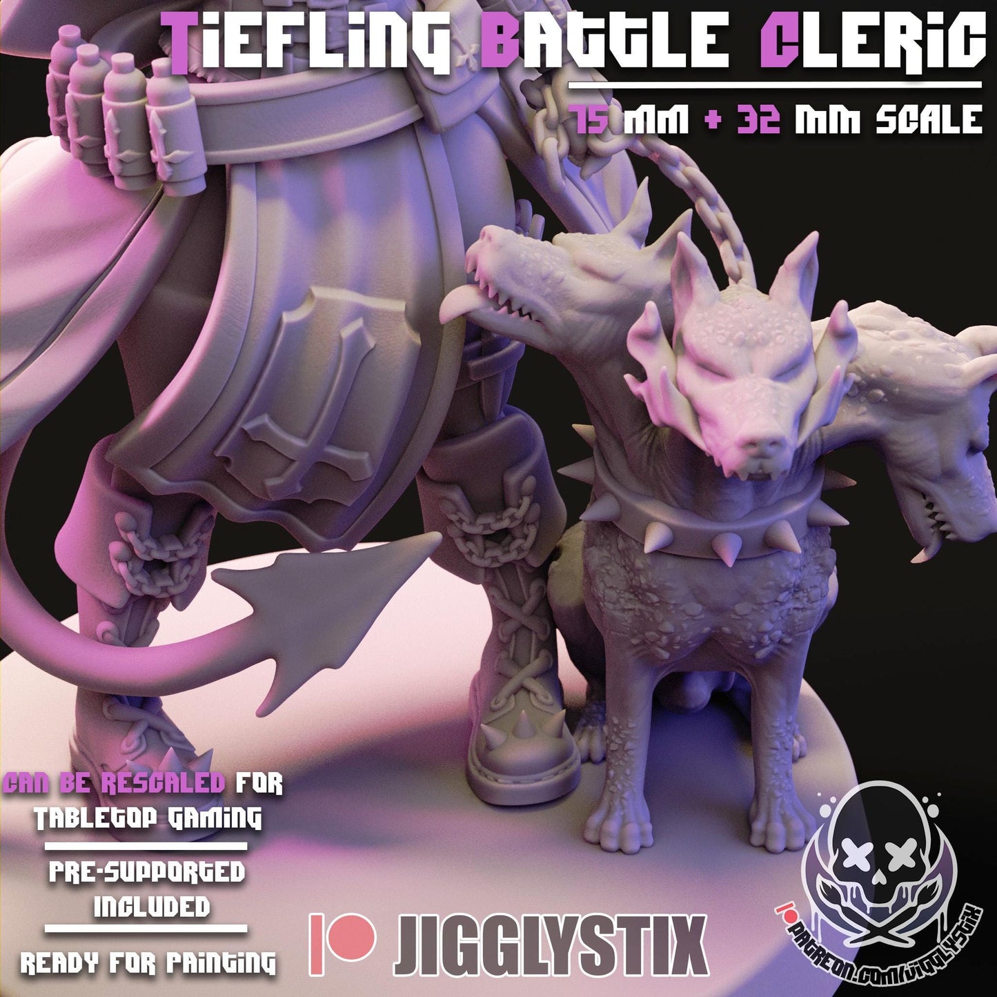 Tiefling Battle Cleric Miniature - by Jigglystix