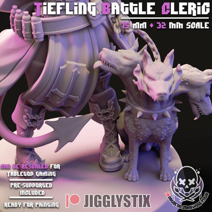 Tiefling Battle Cleric Miniature - by Jigglystix