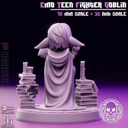Emo Teen Fighter Goblin Miniature - by Jigglystix