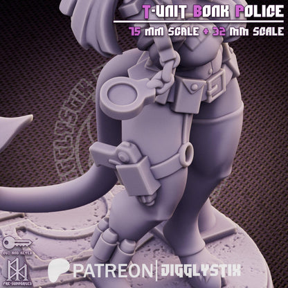 Tiefling Cop T-Unit Bonk Police Miniature - by Jigglystix