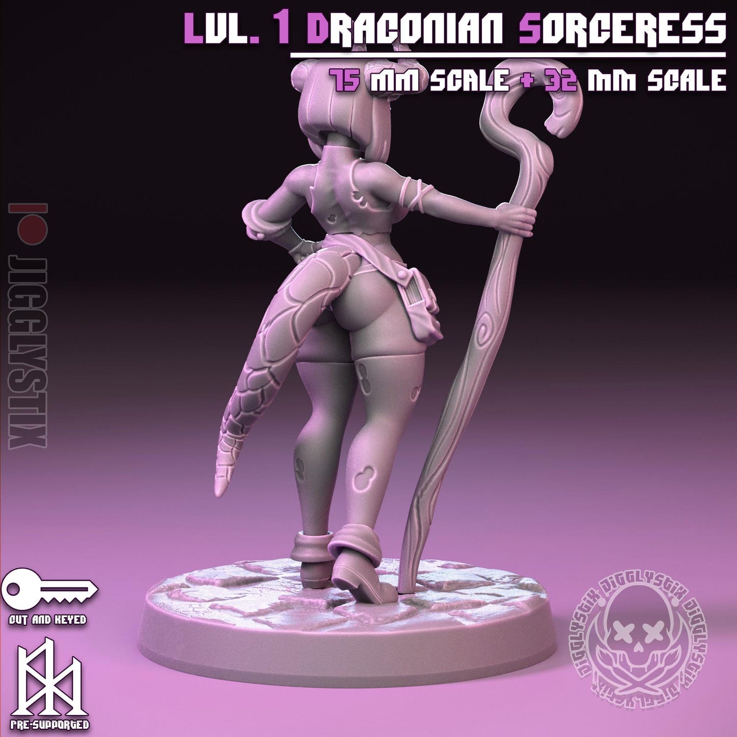 Lvl 1 Draconian Sorceress Miniature - by Jigglystix
