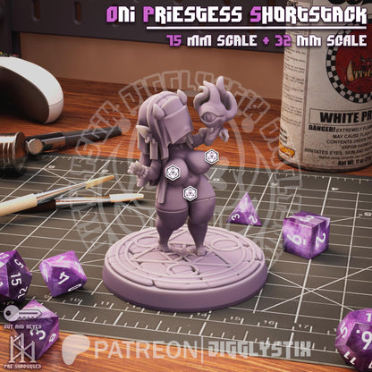 Oni Priestess Girl Shortstack Miniature - by Jigglystix