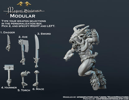 Goatman Cultist Miniature B - by Magori Miniatures