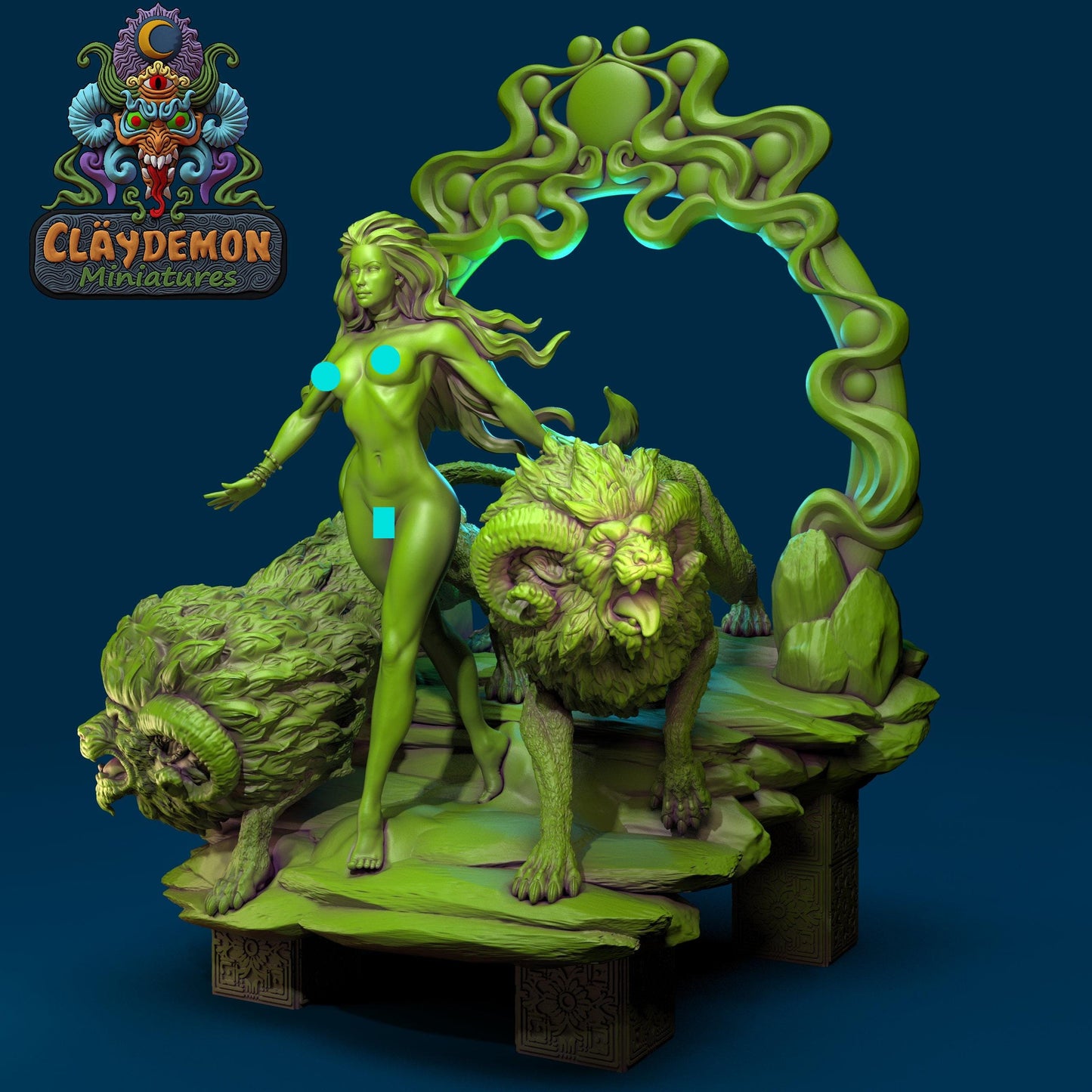 Megaris the Lion Mistress Miniature - by Claydemon Miniatures