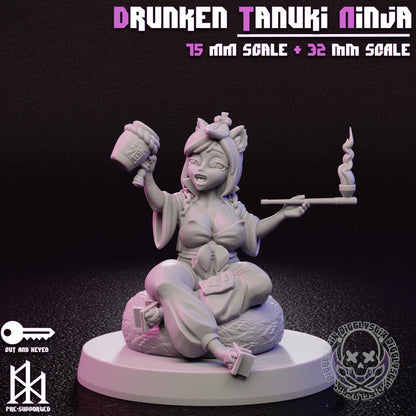 Drunk Tanuki Ninja Miniature - by Jigglystix