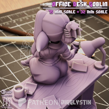Office Desk Goblin Miniature - by Jigglystix