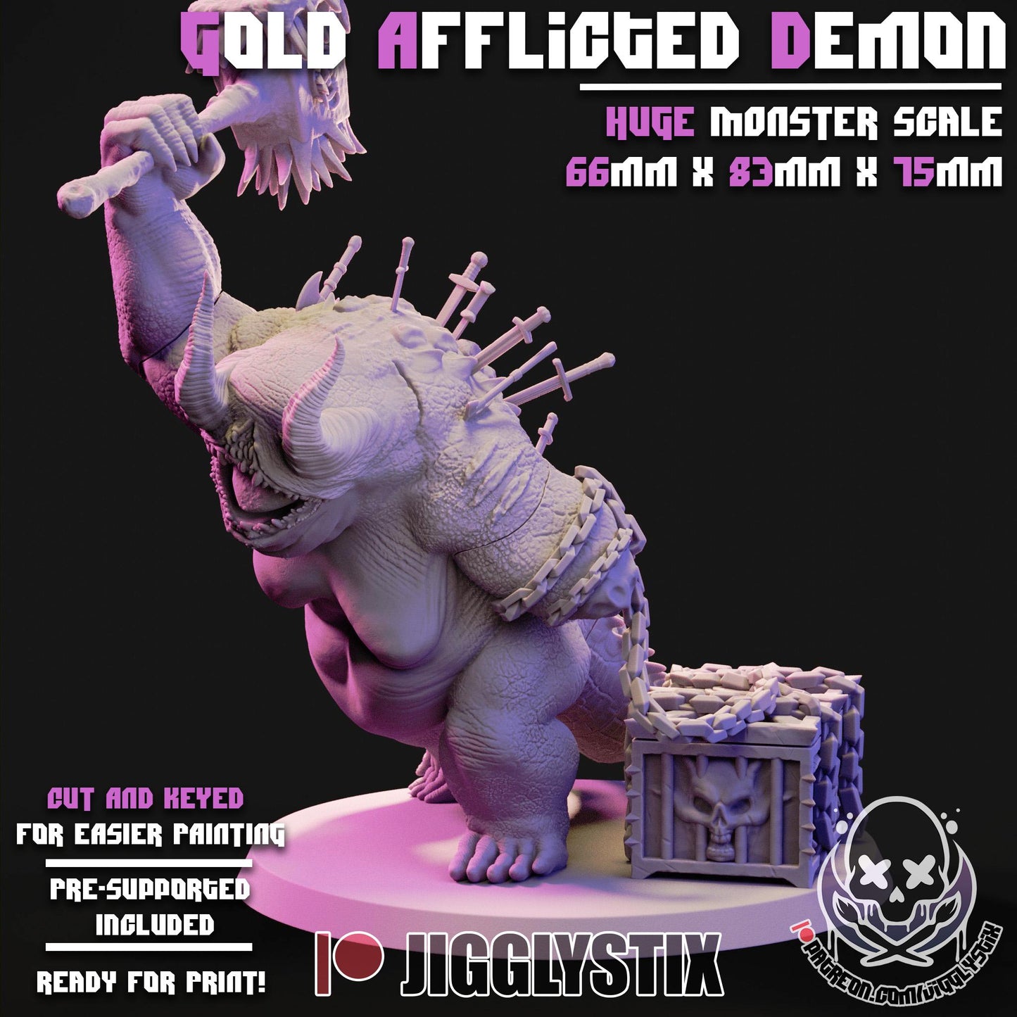 Gold Afflicted Demon Miniature - by Jigglystix