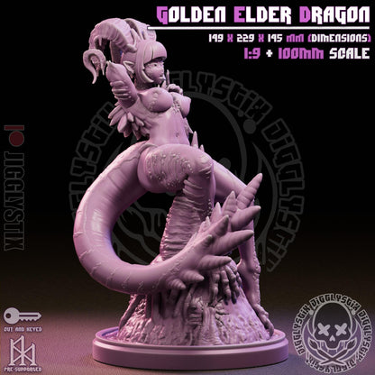Golden Elder Dragon Lady Miniature - by Jigglystix