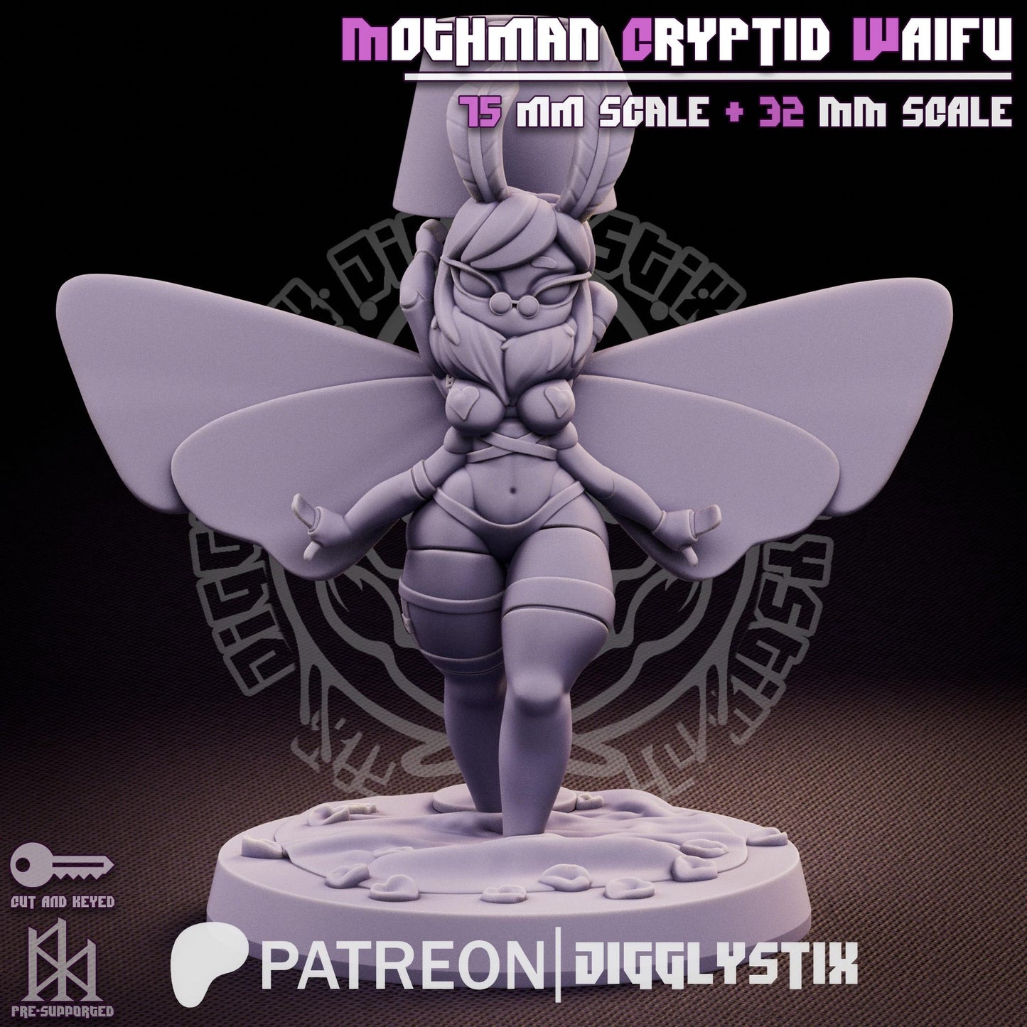 Mothman Cryptid Waifu Miniature - by Jigglystix