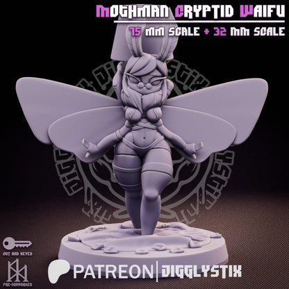 Mothman Cryptid Waifu Miniature - by Jigglystix