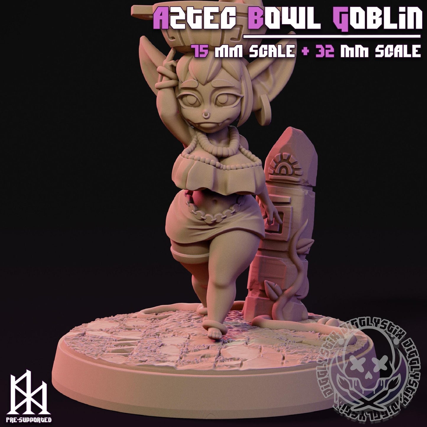 Aztec Bowl Goblin Miniature - by Jigglystix