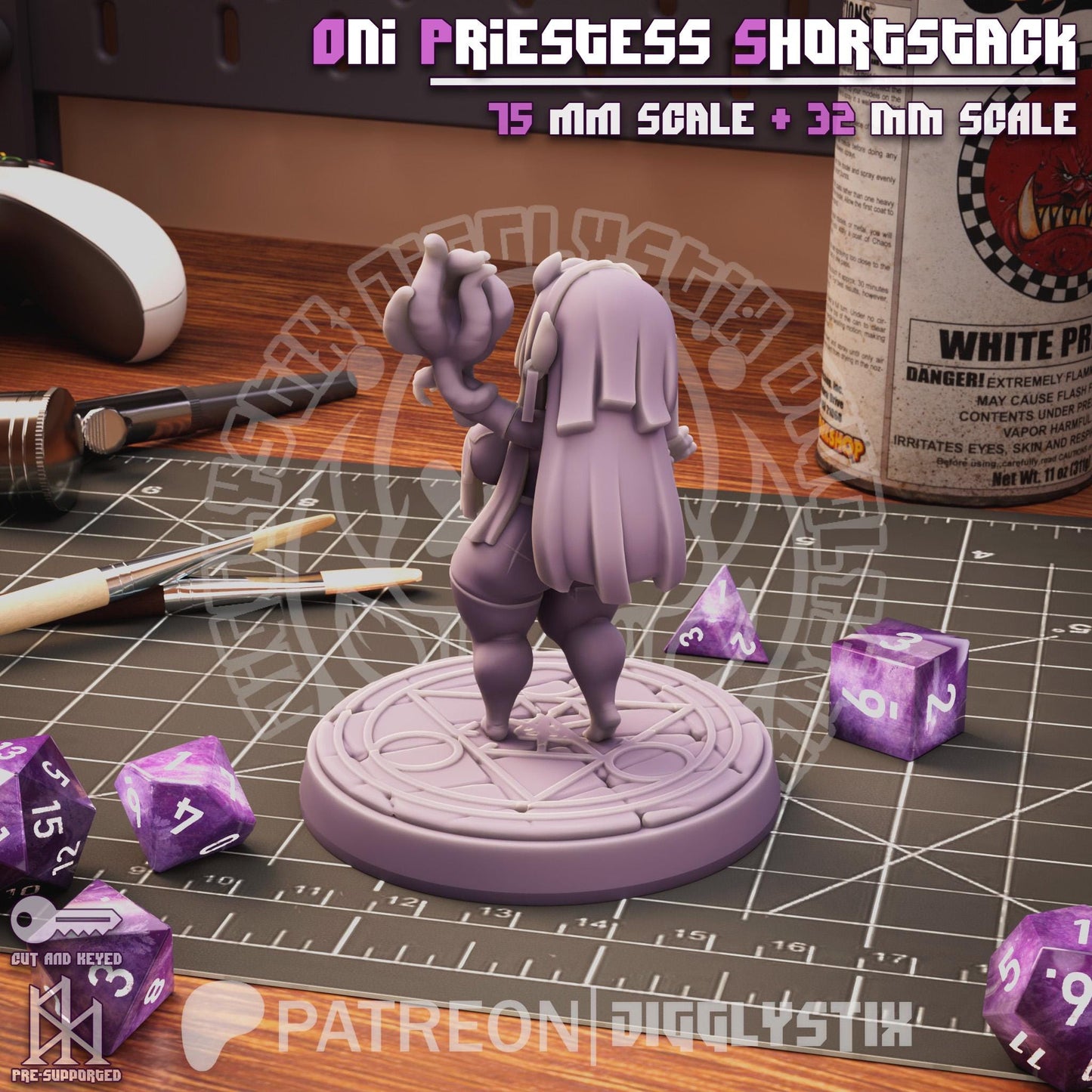Oni Priestess Girl Shortstack Miniature - by Jigglystix