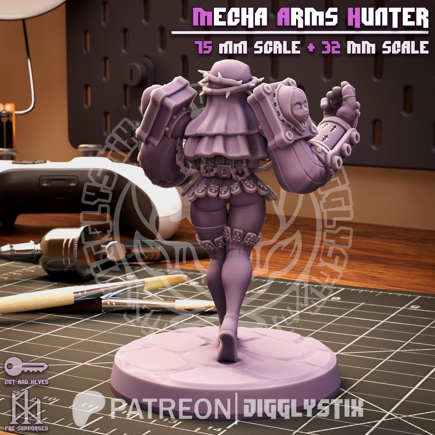 Twin Blade Hunter Miniature - by Jigglystix