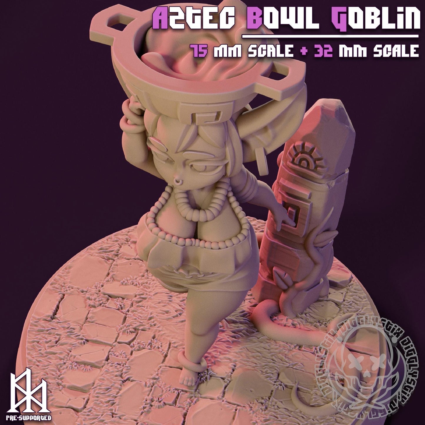 Aztec Bowl Goblin Miniature - by Jigglystix
