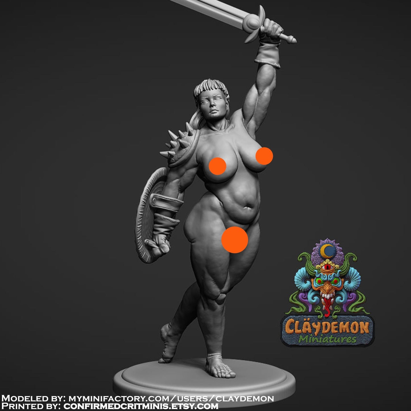Cerise the Fantasy Champion Woman Miniature - by Claydemon Miniatures