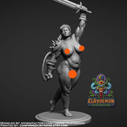 Cerise the Fantasy Champion Woman Miniature - by Claydemon Miniatures