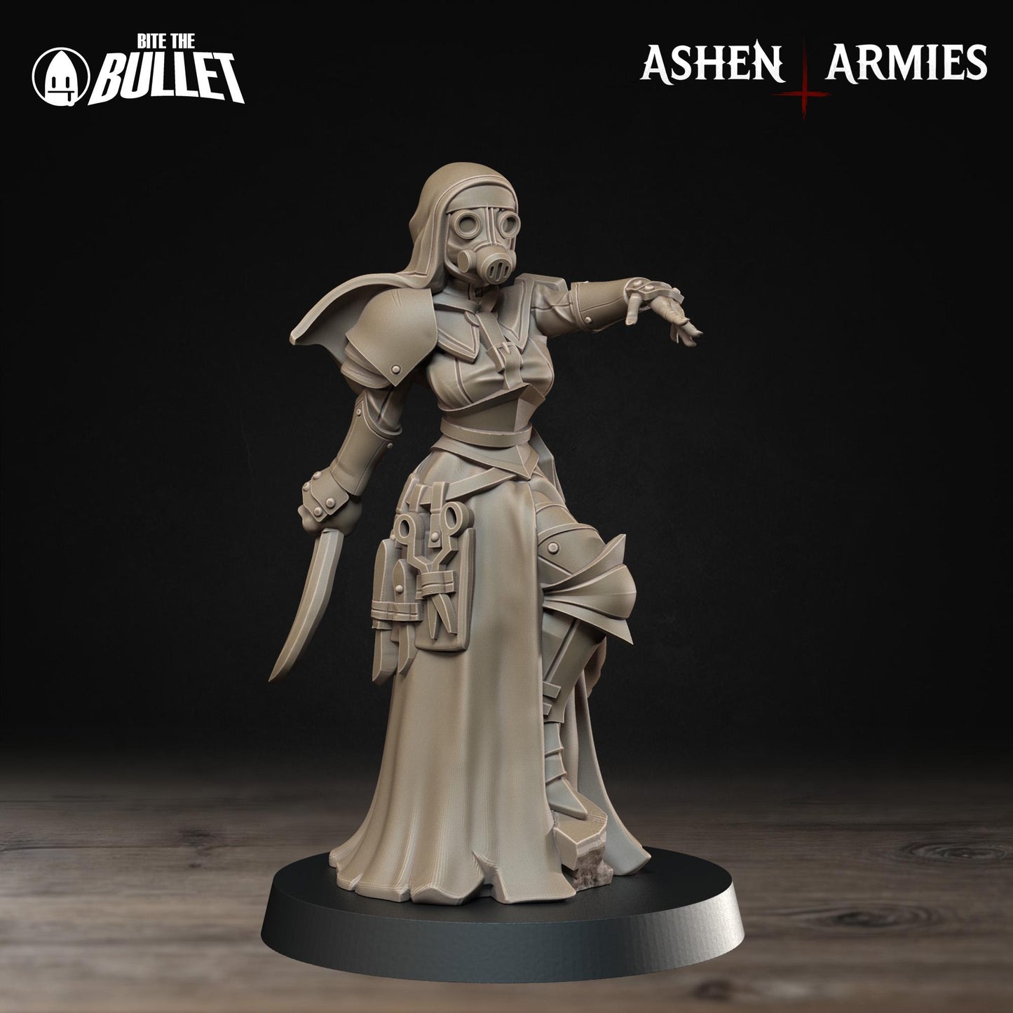Sanctified Legion Remedios the Combat Medic Miniature - Ashen Armies by Bite the Bullet