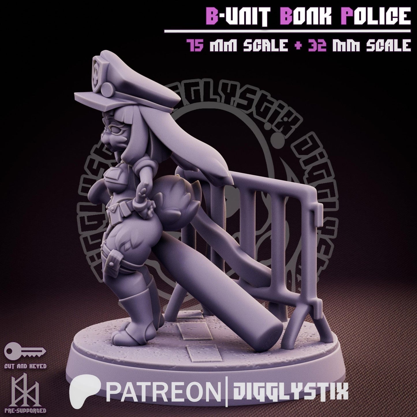 Bunny Cop B-Unit Bonk Police Miniature - by Jigglystix