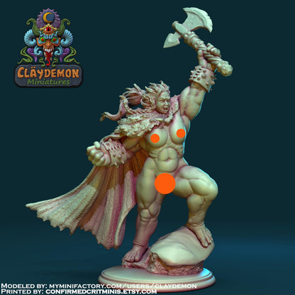 Borba the Orc Warrior Woman Miniature - by Claydemon Miniatures
