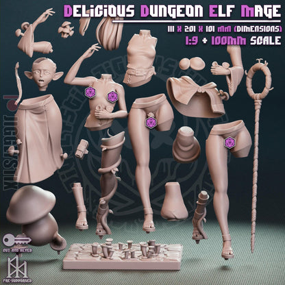 Delicious Dungeon Elf Mage Miniature - by Jigglystix
