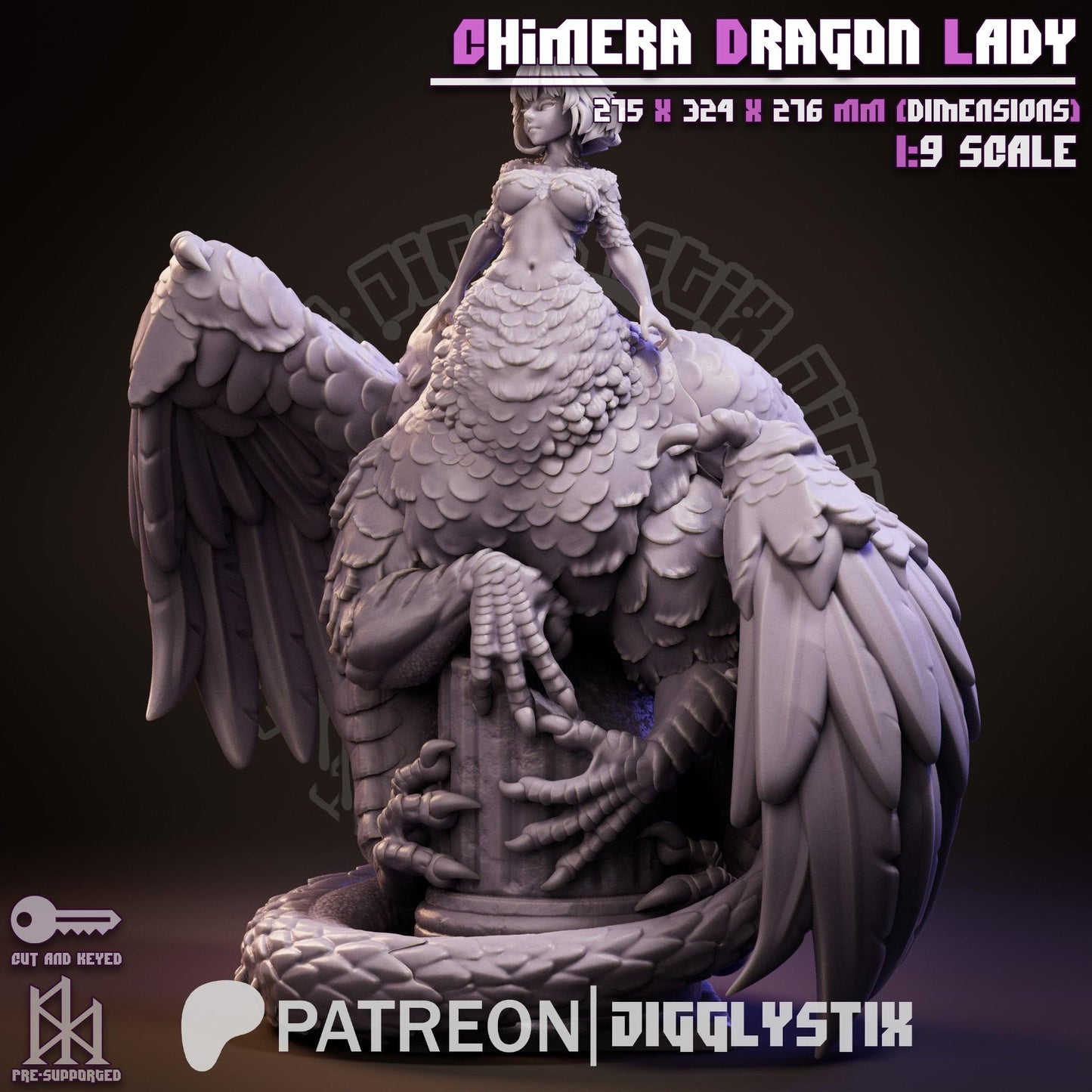 Chimera Dragon Lady Miniature - by Jigglystix