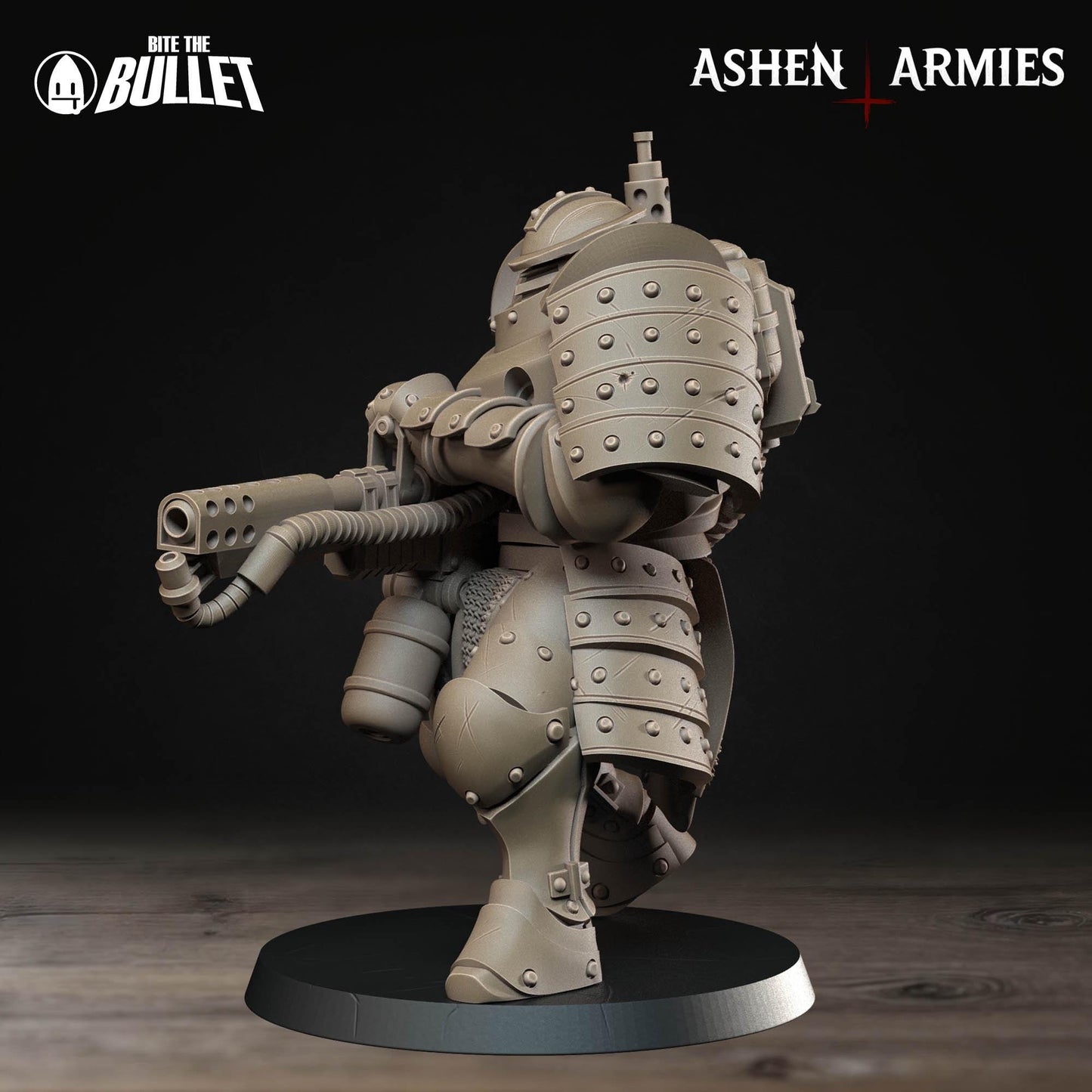 Holy Shogunate Heavy Infantry Flamethrower Miniature - Ashen Armies by Bite the Bullet