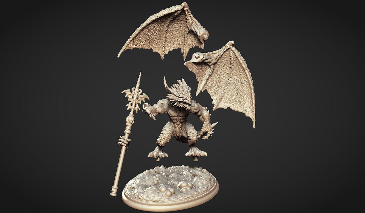 Immuros the Dragonkin Wizard Miniature - by Claydemon Miniatures