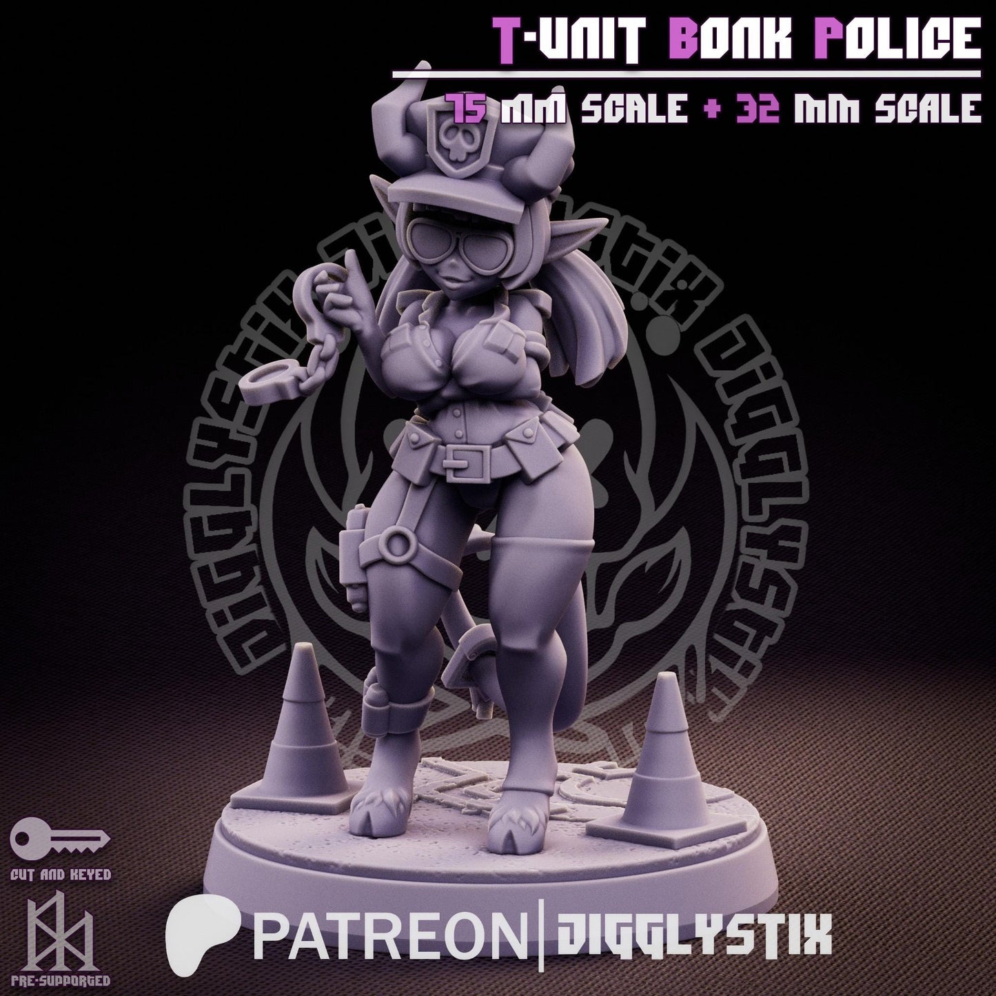 Tiefling Cop T-Unit Bonk Police Miniature - by Jigglystix
