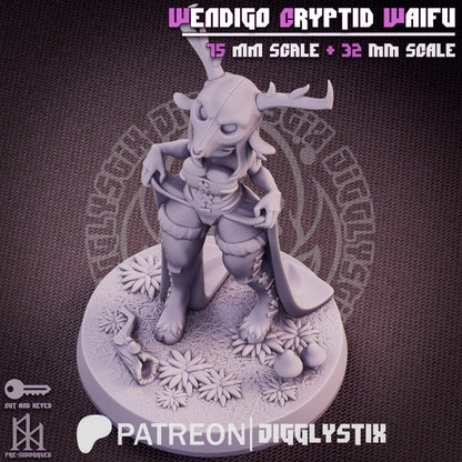 Wendigo Cryptid Waifu Miniature - by Jigglystix