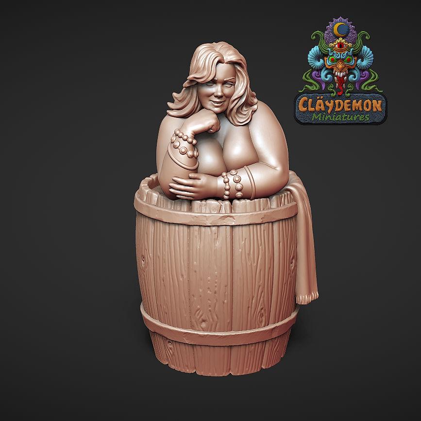 Tana the Bathing Woman Miniature - by Claydemon Miniatures