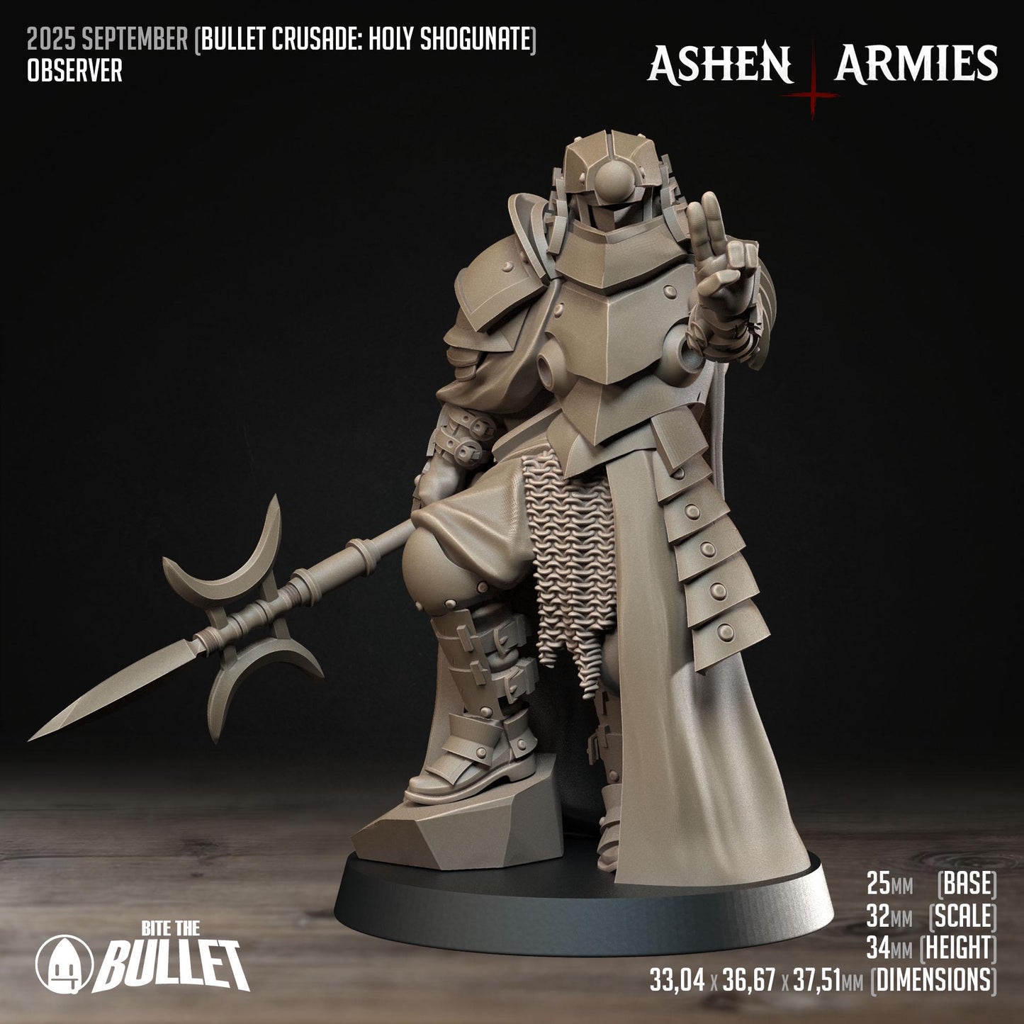 Holy Shogunate Observer Miniature - Ashen Armies by Bite the Bullet