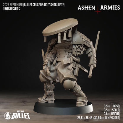 Holy Shogunate Trench Cleric Miniature - Ashen Armies by Bite the Bullet