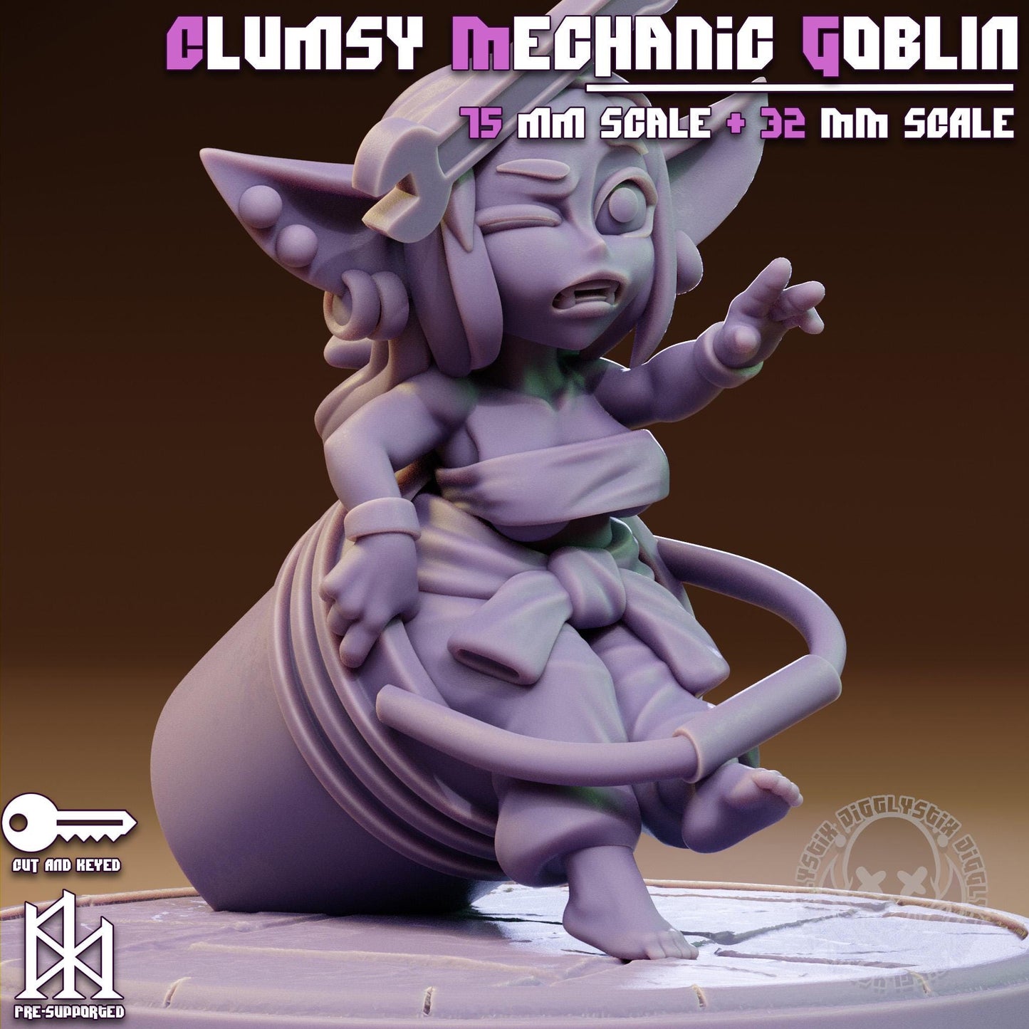 Clumsy Apprentice Mechanic Goblin Miniature - by Jigglystix
