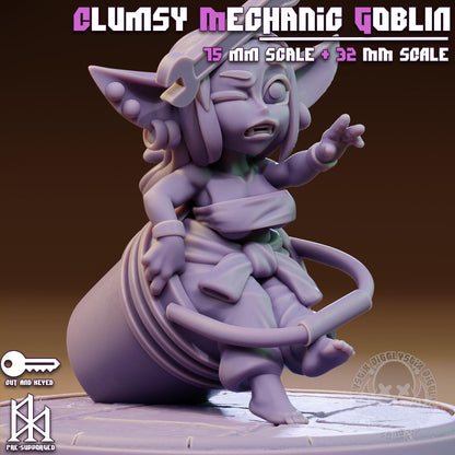 Clumsy Apprentice Mechanic Goblin Miniature - by Jigglystix