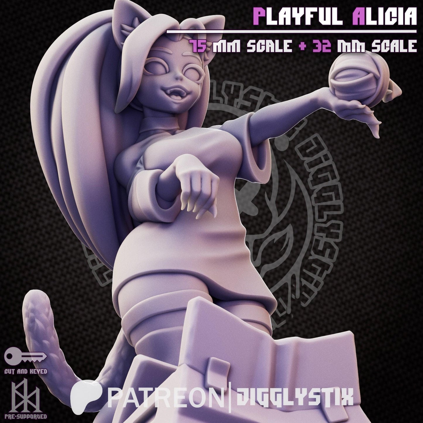 Playful Catgirl Alicia Miniature - by Jigglystix