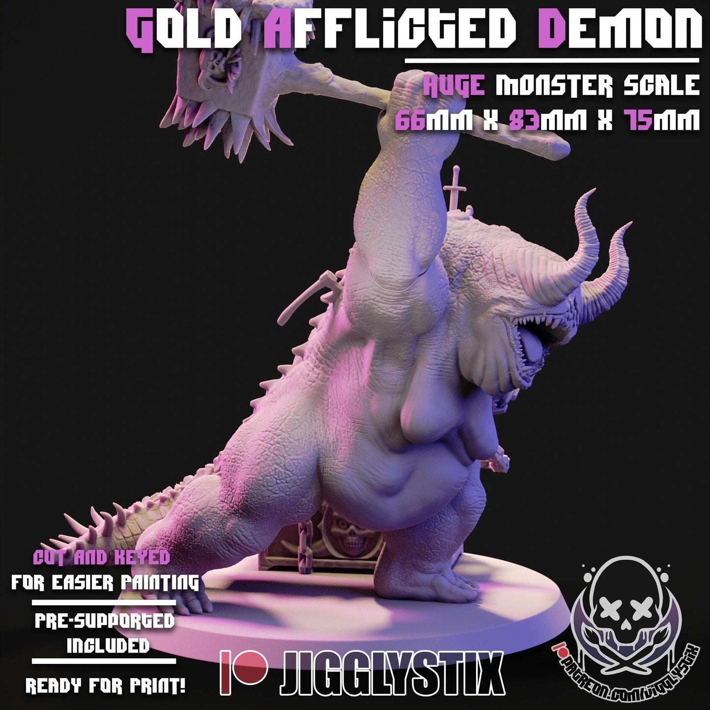 Gold Afflicted Demon Miniature - by Jigglystix