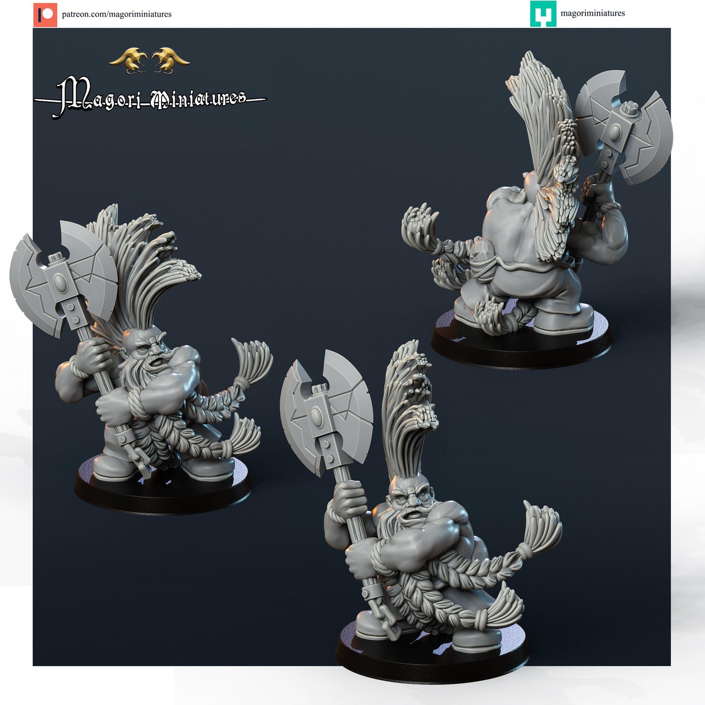 Dwarven Troll Slayer Miniature - by Magori Miniatures