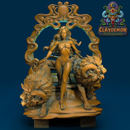 Megaris the Lion Mistress Miniature - by Claydemon Miniatures