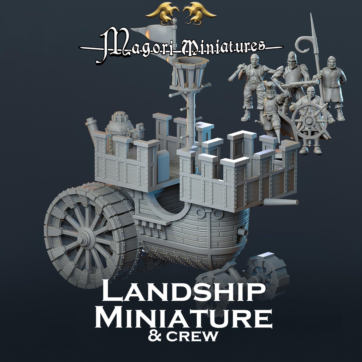 Landship Miniature with Crew - by Magori Miniatures