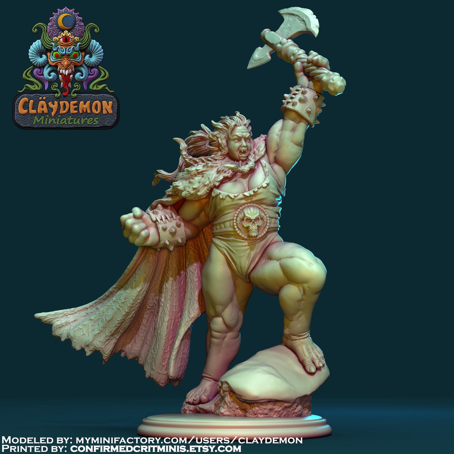 Borba the Orc Warrior Woman Miniature - by Claydemon Miniatures