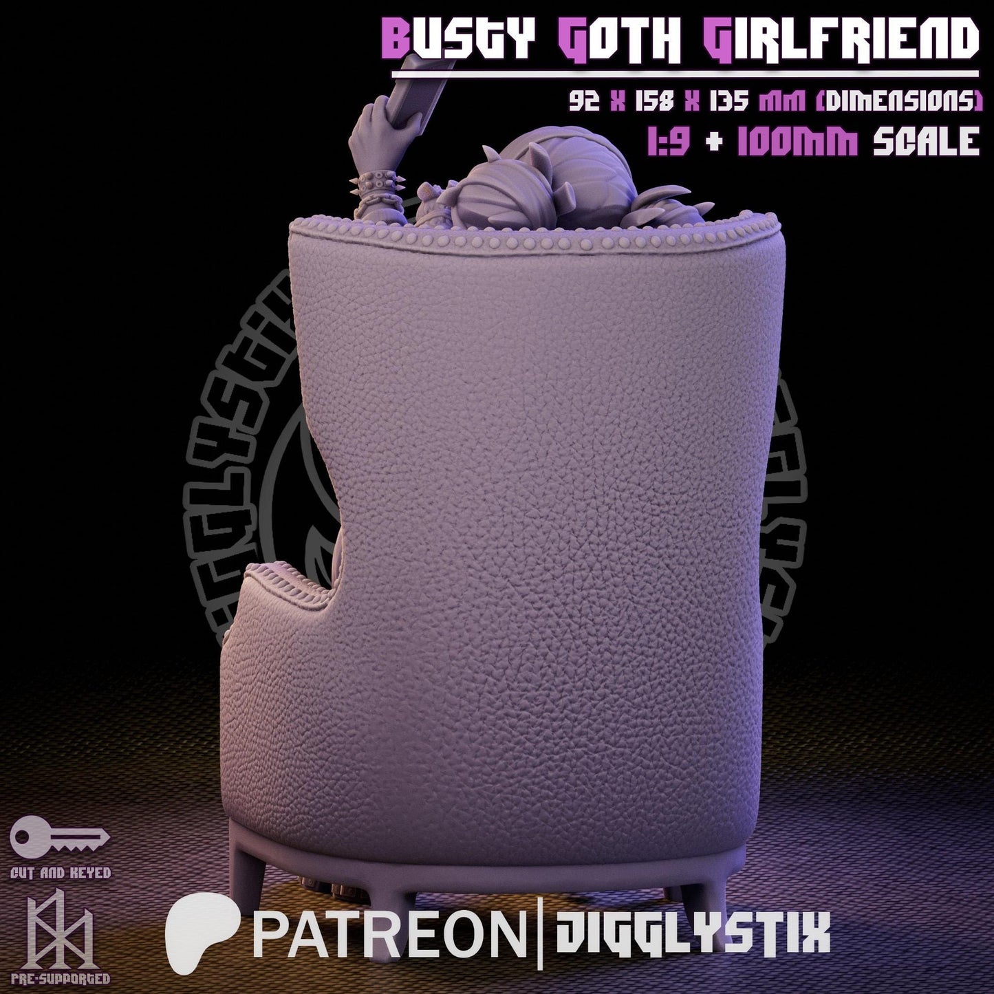 Busty Goth Girlfriend Miniature - by Jigglystix
