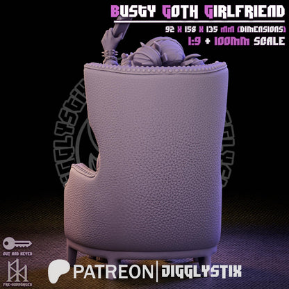 Busty Goth Girlfriend Miniature - by Jigglystix
